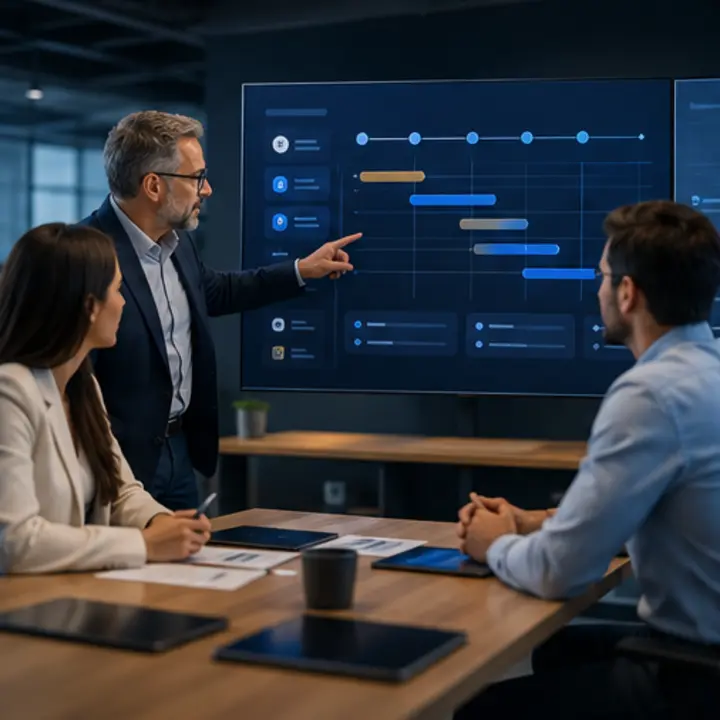 Four-stage path from market context to professional conversations